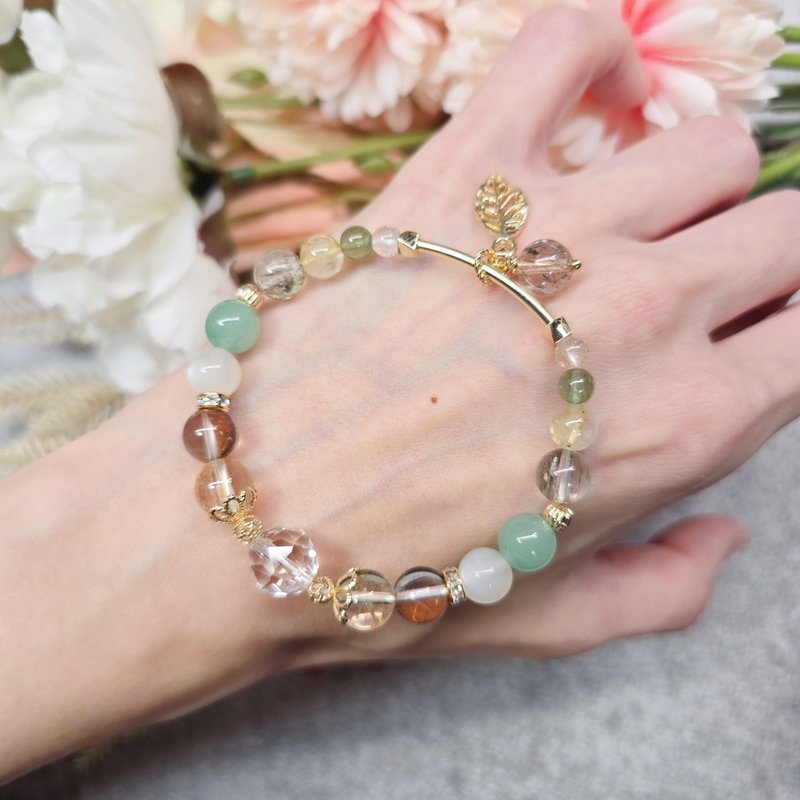一直守护你-白水晶.黄水晶.闪灵钻.月光石.东陵玉.钛晶.绿碧发. - 手链/手环 - 水晶 多色
