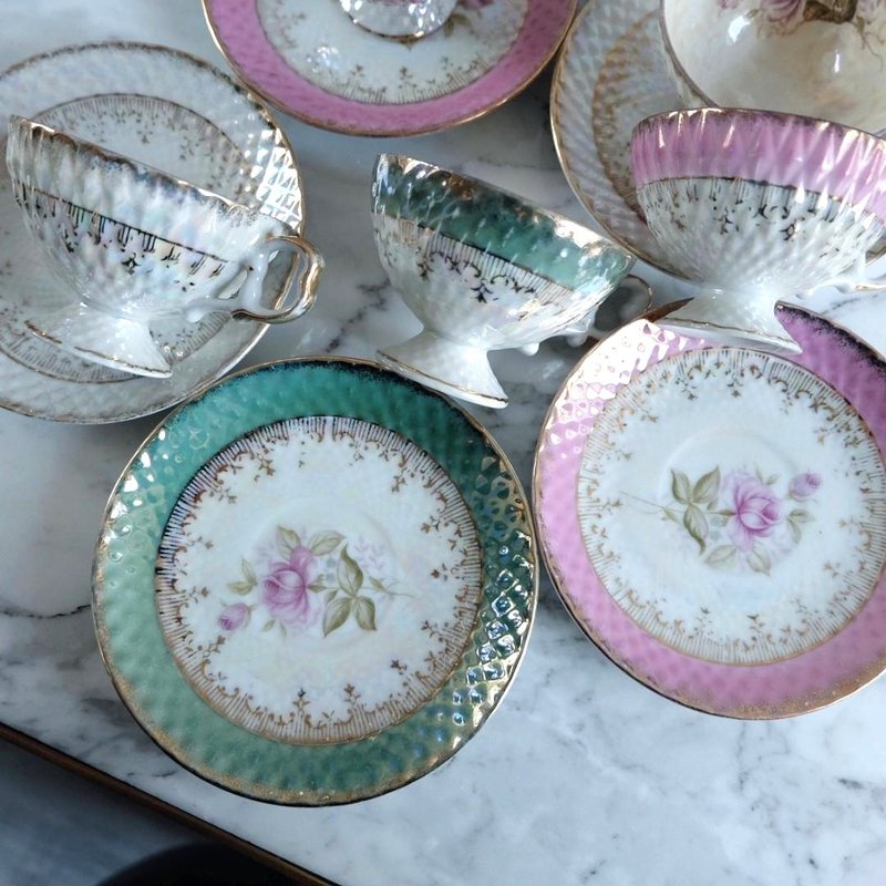 法国宫廷粉色系陶瓷杯套装 - 茶具/茶杯 - 瓷 白色