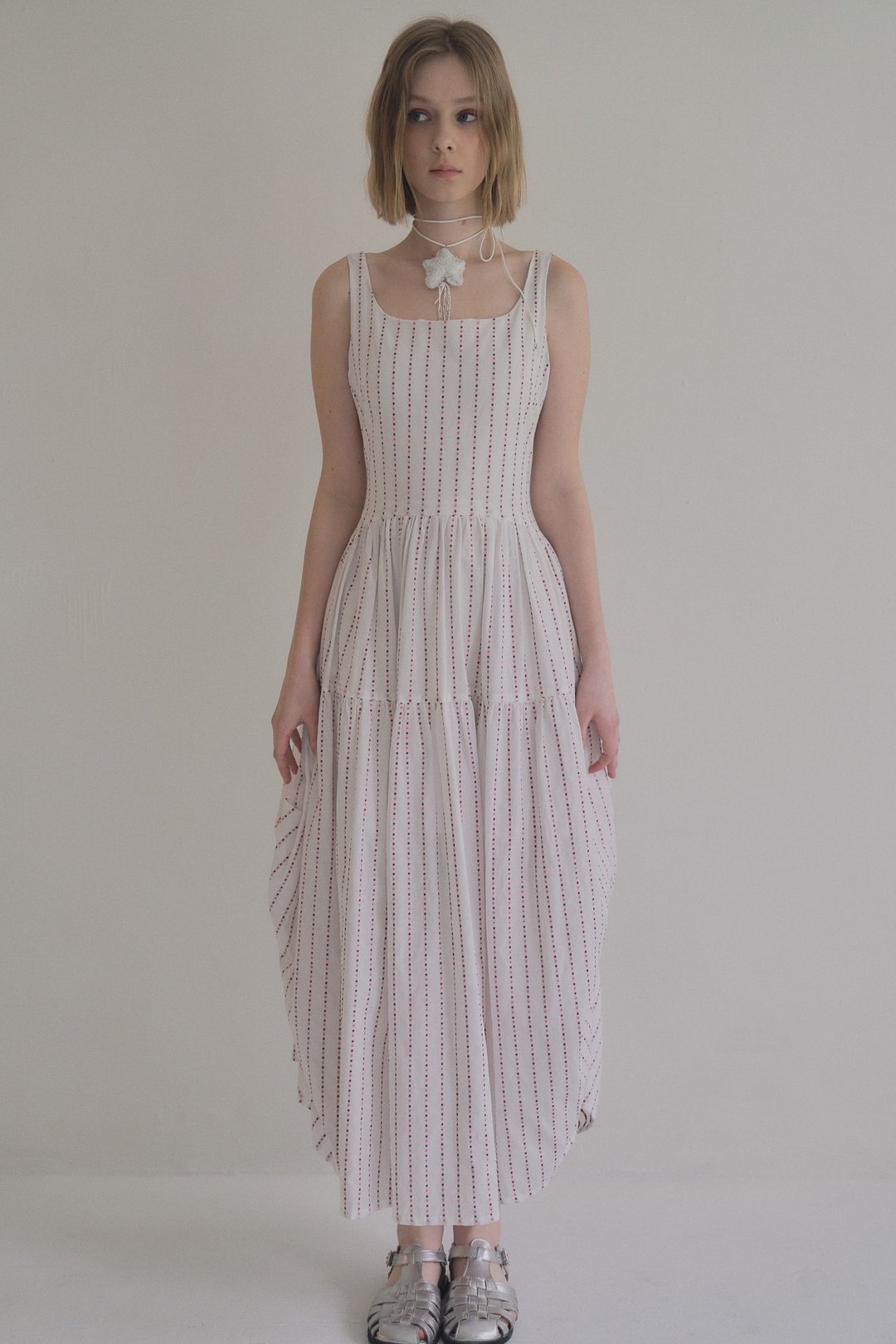 dot-print sleeveless dress 无袖水玉粉洋装 - 洋装/连衣裙 - 棉 多色