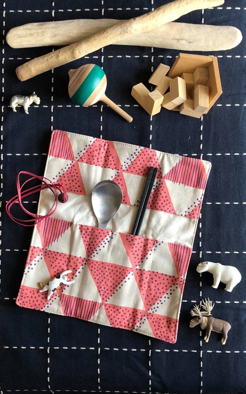 Weimom s微茫布创 - 芝麻三明治 - 笔袋、筷套、环保餐具袋、布卷 - 筷子/筷架 - 棉．麻 粉红色