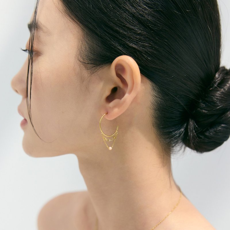 【2021设计师系列】柔情耳语。宝石耳环 - 耳环/耳夹 - 不锈钢 金色