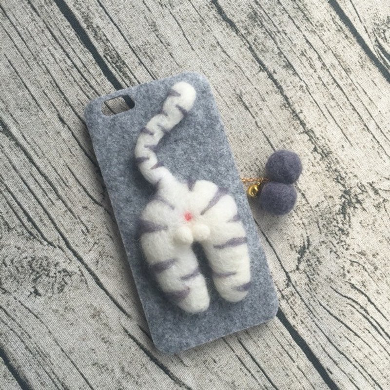 【虎斑猫】猫屁股屁屁猫蛋蛋【喜庆礼物-樱花小熊】苹果iphone6/6s/6plus立体羊毛毡戳戳乐手机壳硬壳保护壳情侣手机壳防尘塞小棕熊橘红色樱花朵 - 手机壳/手机套 - 羊毛 红色