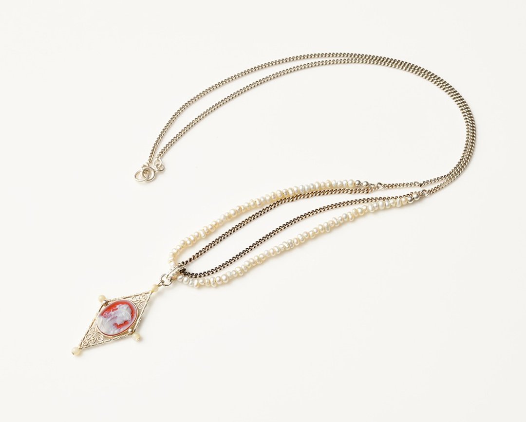 CN47 (cameo / freshwater pearl / shell pearl) - 项链 - 其他金属 银色