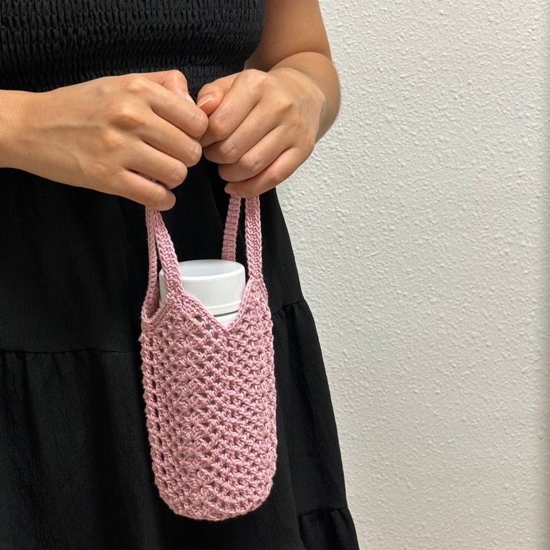 瓶架 - 随行杯提袋/水壶袋 - 棉．麻 粉红色