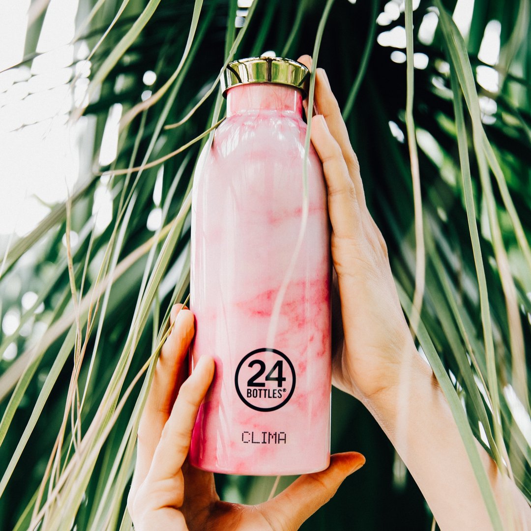 意大利24Bottles【CLIMA冷热保温系列】樱花云石 - 不锈钢瓶 - 水瓶/水壶 - 其他金属 粉红色