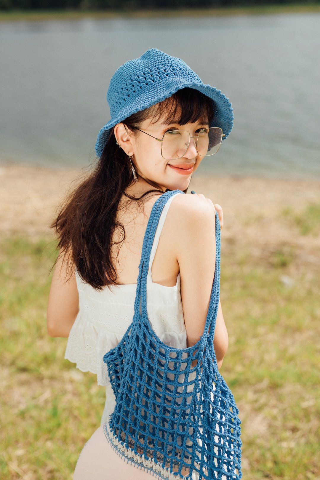 Blue Sky  Bucket Crochet Hat - 帽子 - 棉 蓝色