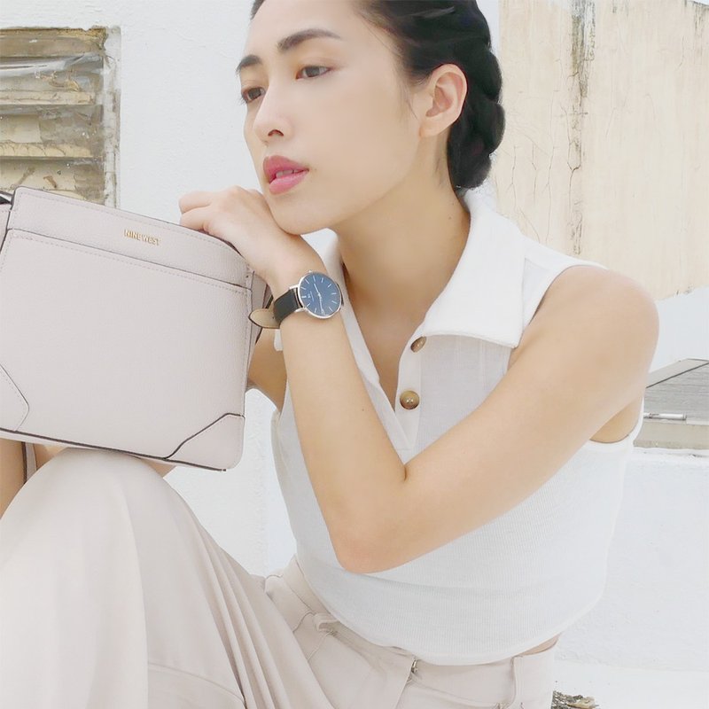 【定制化手表礼物】甜蜜亲情(单指针订制+人像背盖刻印) - 女表 - 真皮 黑色