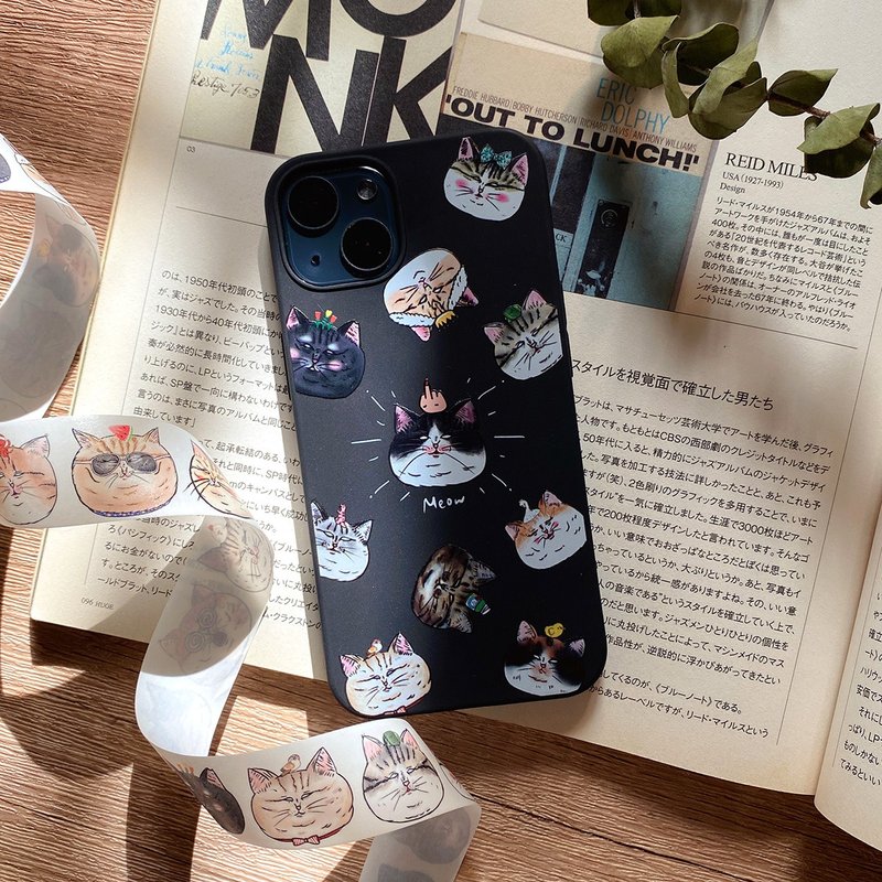 蛋定猫大集合 - iPhone 手机壳 (全软壳) - 手机壳/手机套 - 塑料 黑色
