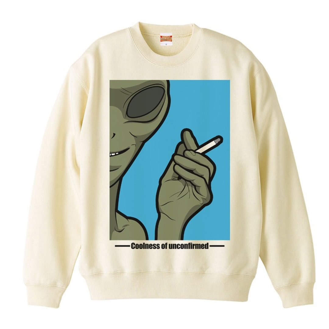 [Sweatshirt] alien Cigarette - 男装上衣/T 恤 - 棉．麻 白色