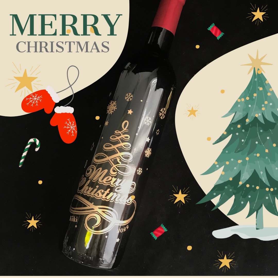 圣诞礼物|Merry Christmas 订制红酒礼物定制化雕刻 - 酒类 - 玻璃 