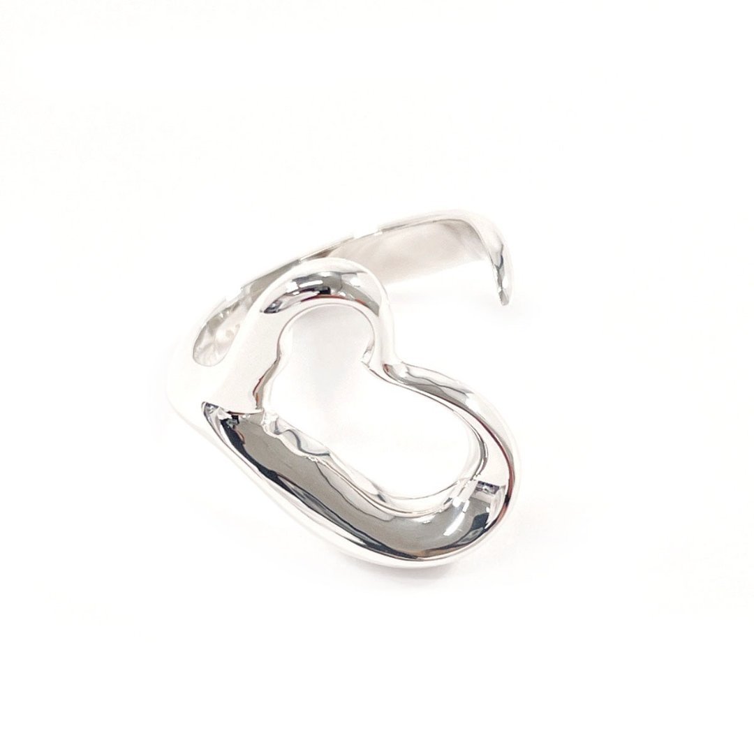 【日本直送 中古美品】14号 Tiffany & Co. 戒指 经典 Open Heart  بأيادي Elsa Peretti 纯银 925 - 戒指 - 纯银 银色