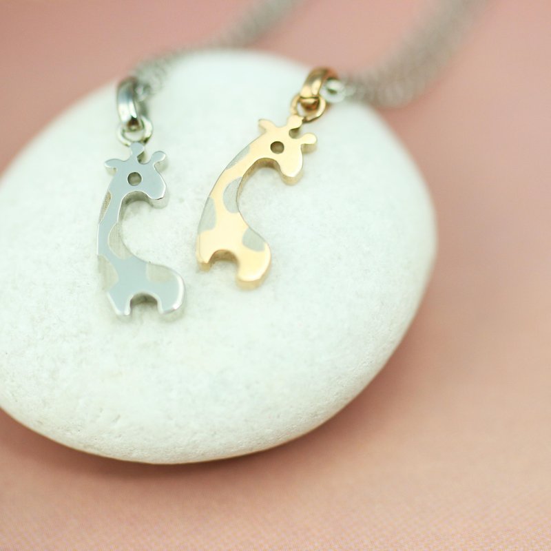 情人节礼物 I 长颈鹿项链  医疗钢 - 项链 - 不锈钢 银色