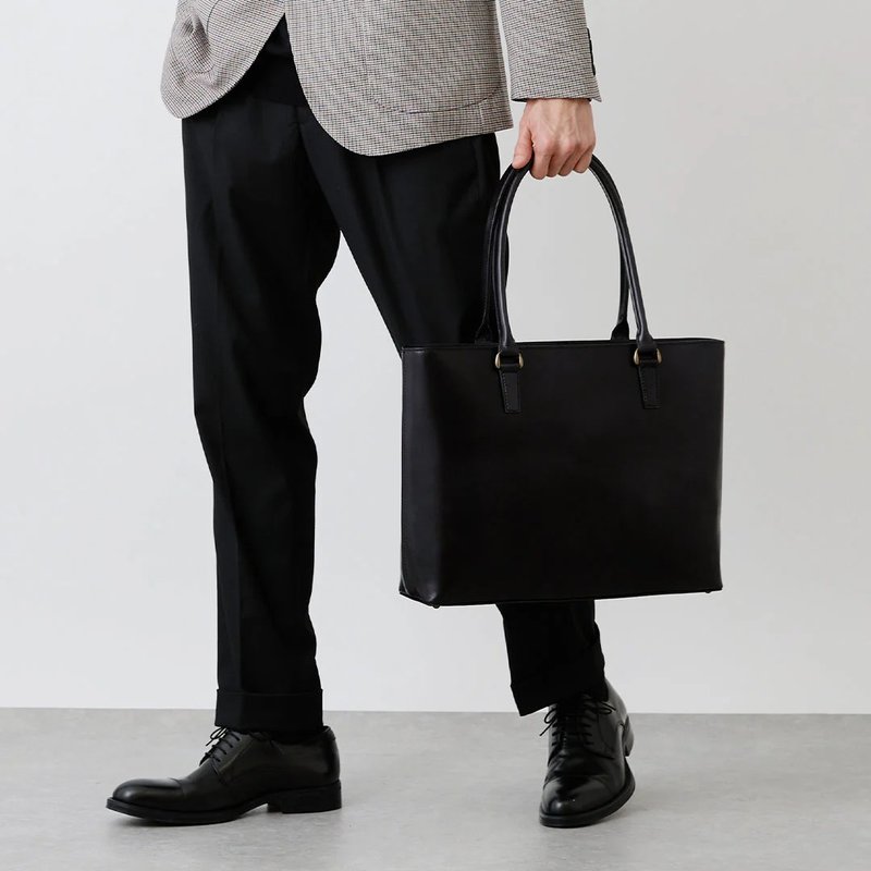 Antique 薄型托特包-复古黑 - 侧背包/斜挎包 - 真皮 黑色