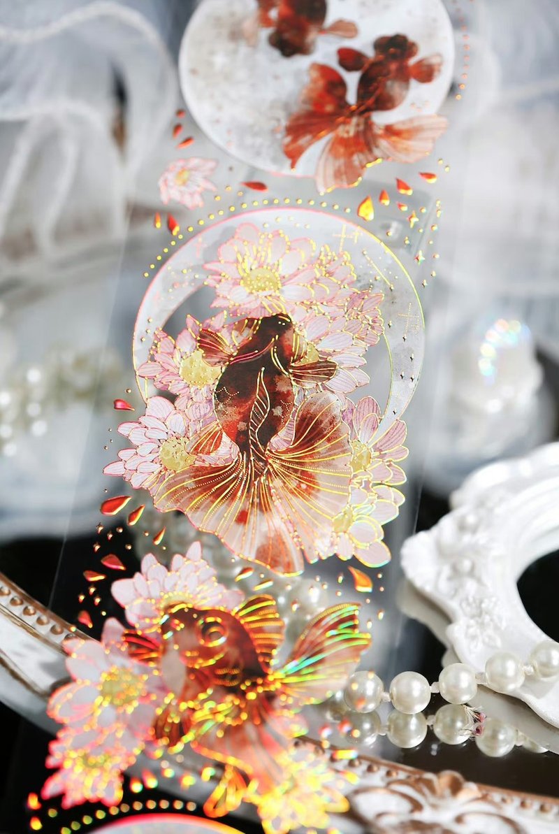 水月红兮 PET 纸胶带 镭射金 10米卷 - 纸胶带 - 其他材质 粉红色