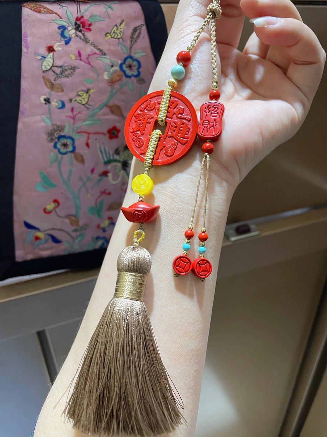 天然原矿朱砂精品红砂 招财进宝 包挂  钥匙挂  万能挂  精工 - 钥匙链/钥匙包 - 宝石 
