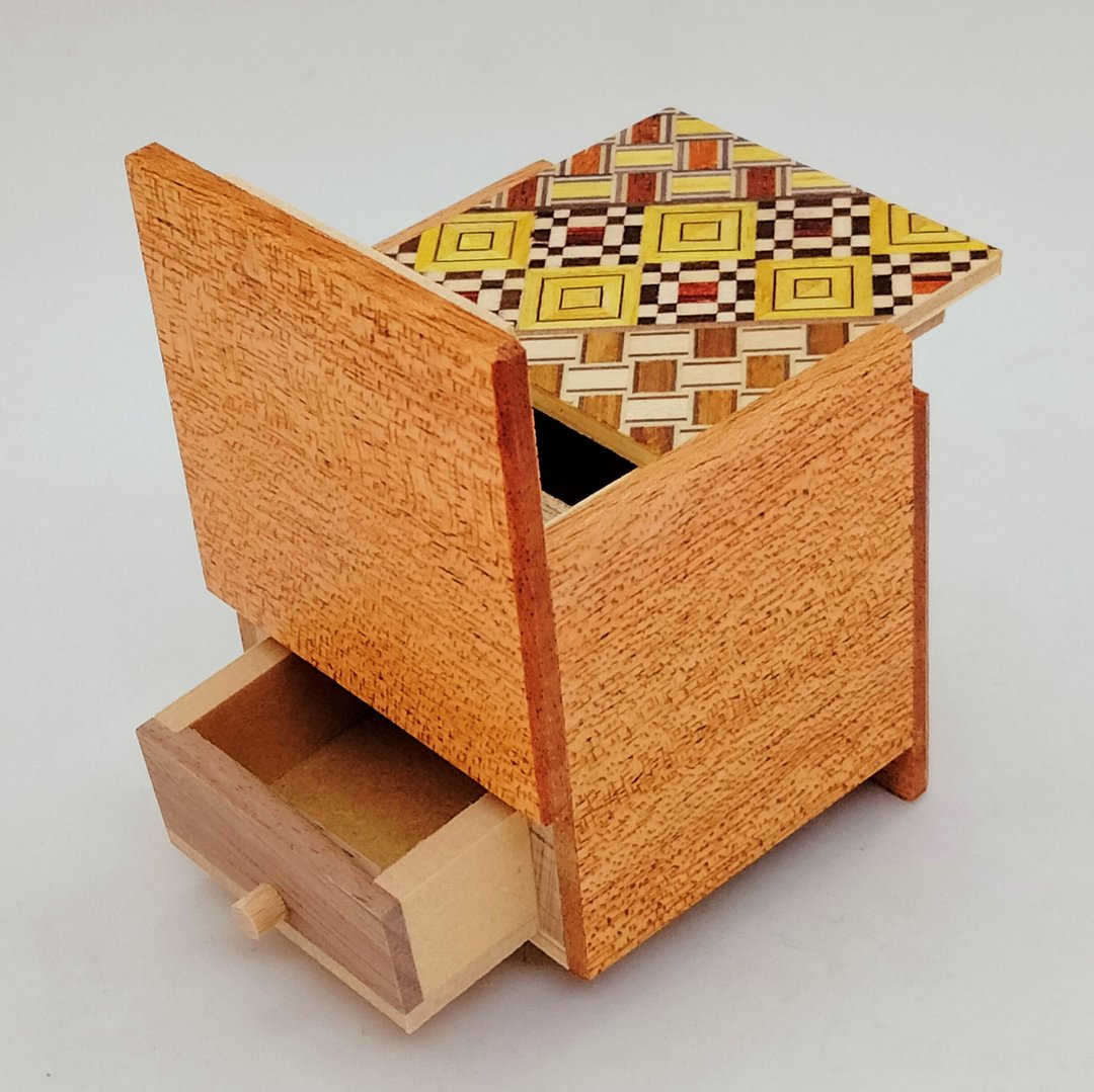 Drawer 4 steps Cube Japanese puzzle box Karakuri Himitsu-bako Yosegi Japan - 其他 - 木头 