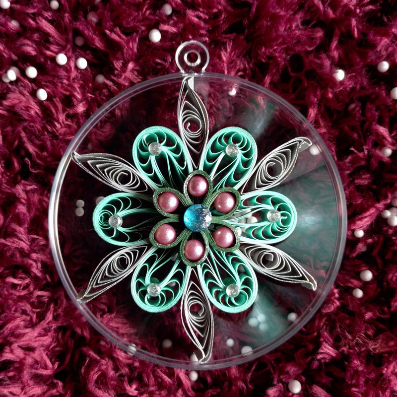 卷纸圣诞吊饰-青花银叶 - 吊饰 - 纸 绿色