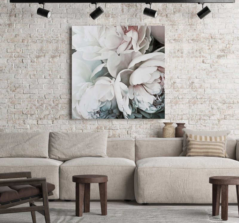粉红色白色绘画|粉红色白色抽象|粉红艺术|嫩牡丹 - 墙贴/壁贴 - 棉．麻 粉红色