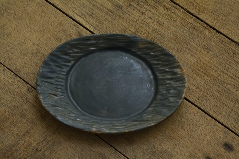 凿木纹椭圆盘 | 黑桧 | B - 盘子/餐盘/盘架 - 瓷 黑色
