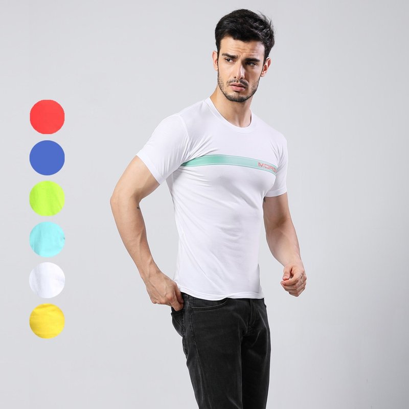 【MORINO】(3入组)修身版棉质印花运动T恤 - 男装上衣/T 恤 - 棉．麻 黄色