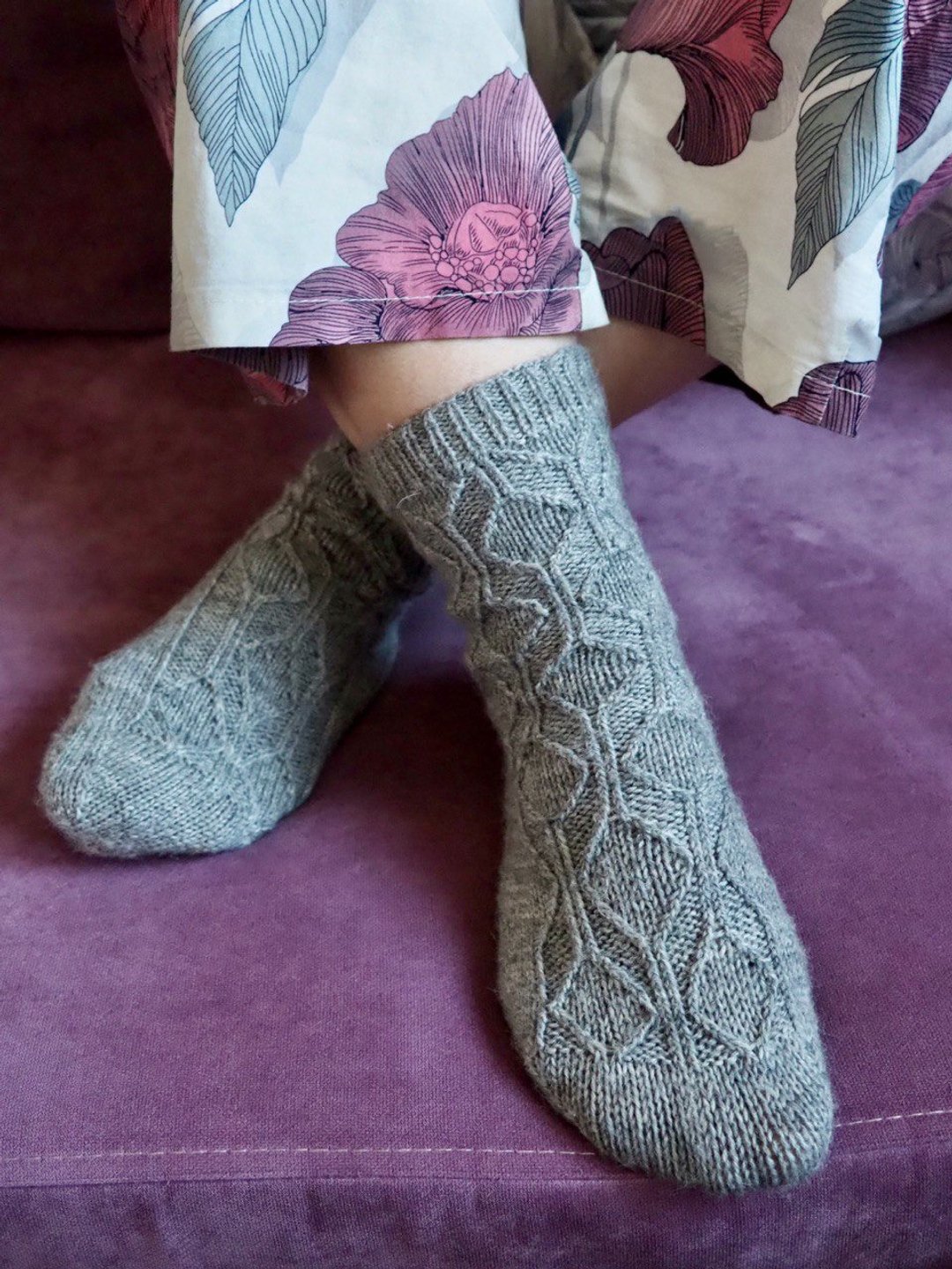 Handknit gray woll socks, woolen women socks - 袜子 - 羊毛 灰色