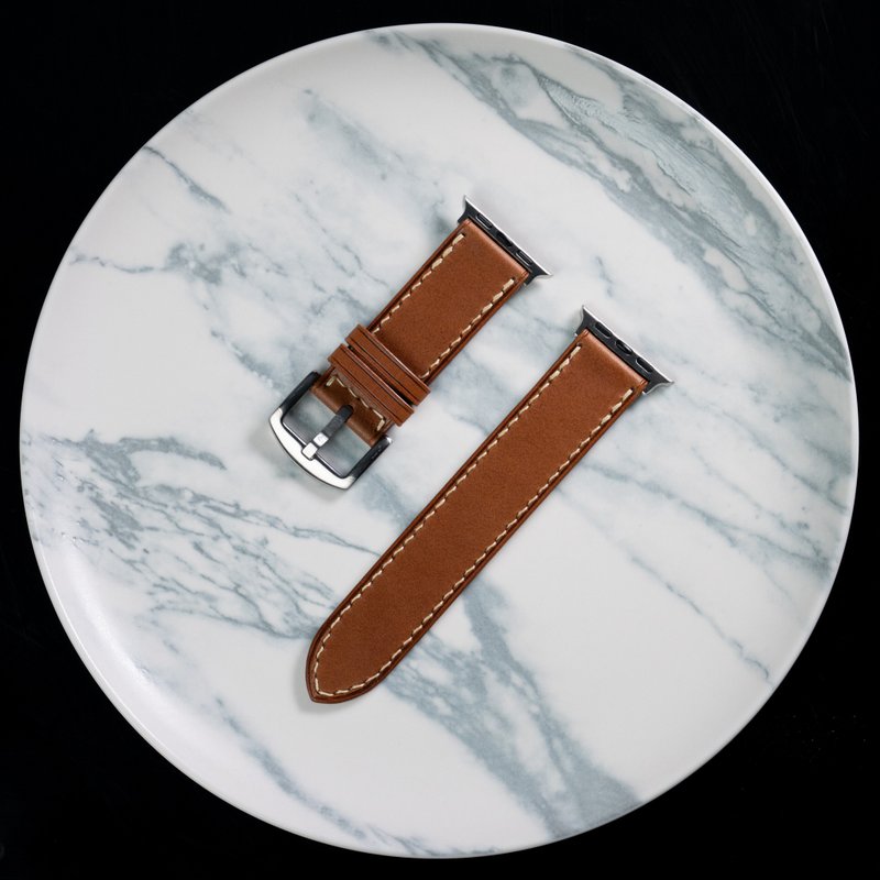 Apple Watch 手工 手缝 真皮表带  (意大利植鞣革-浅茶色) - 表带 - 真皮 咖啡色