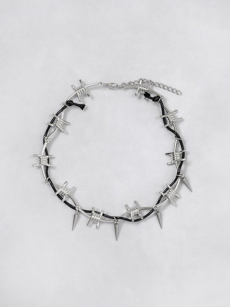 铁丝项链 / 黑色 / 银色 / F 尺寸 / hellcatpunks / hcp-ac-0392 - 项链 - 铜/黄铜 黑色