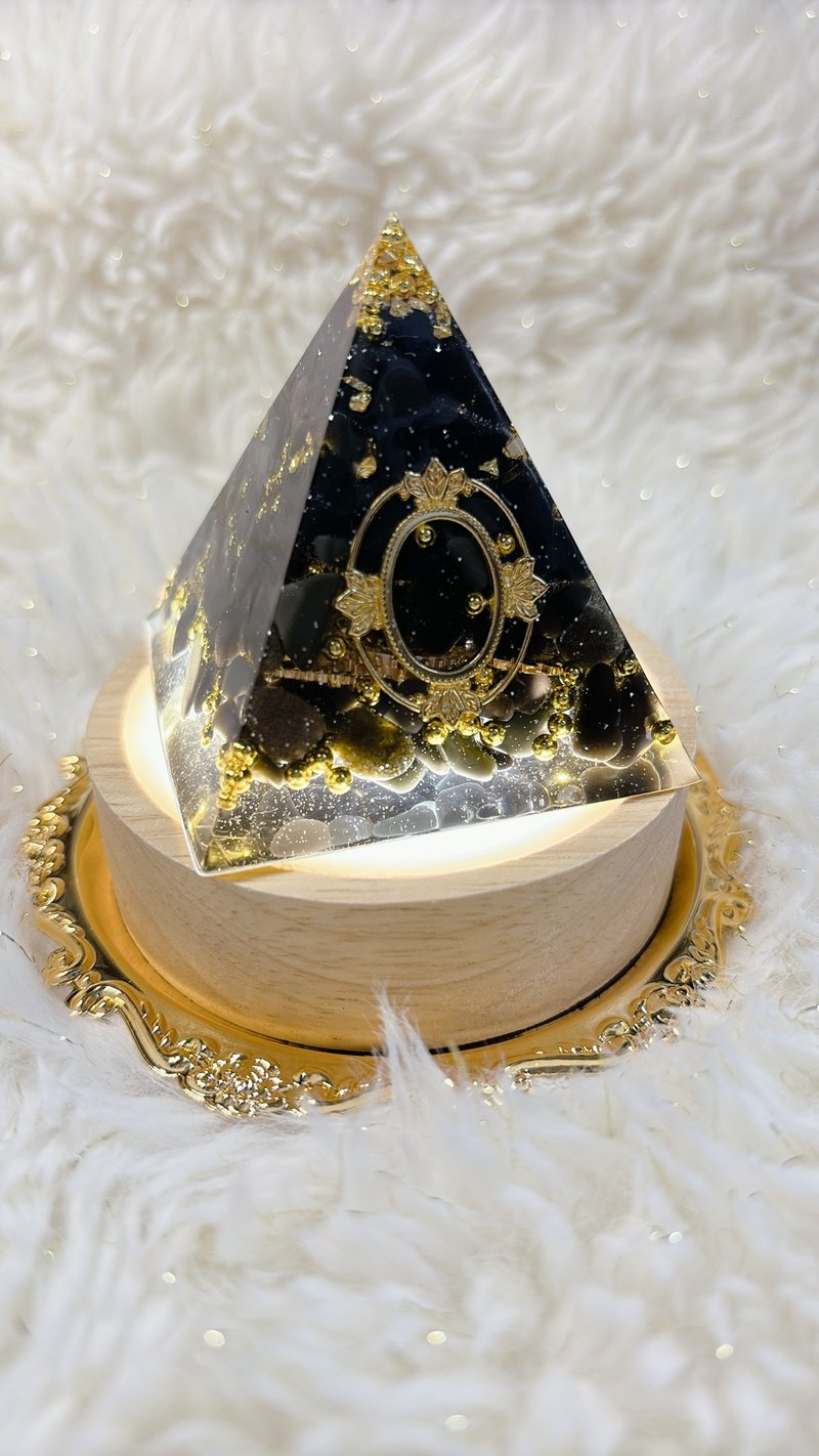 镜面系列-黑曜石奥刚能量金字塔 - 摆饰 - 水晶 黑色
