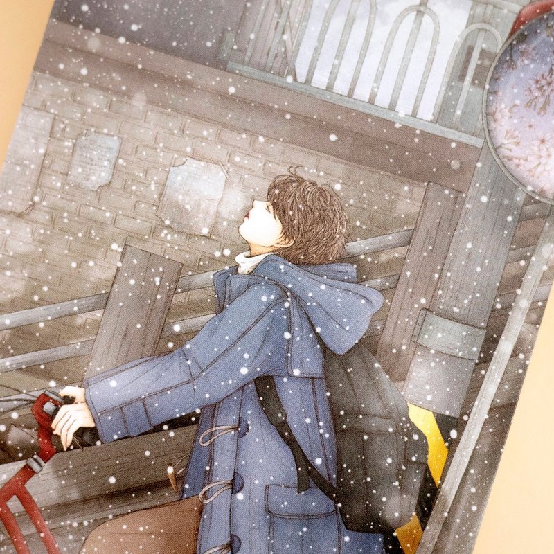 冬天的风-男孩明信片（illumi设计） - 卡片/明信片 - 纸 灰色