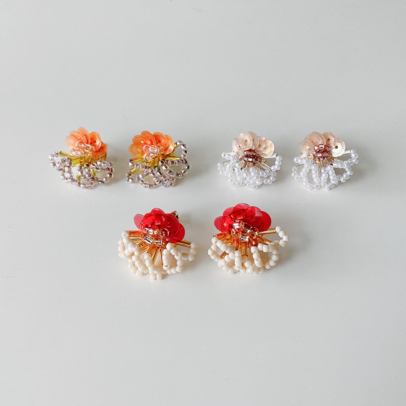 夏天的珊瑚-气质少女系列 耳环/耳针/耳夹/夹式/耳饰 - 耳环/耳夹 - 其他材质 多色