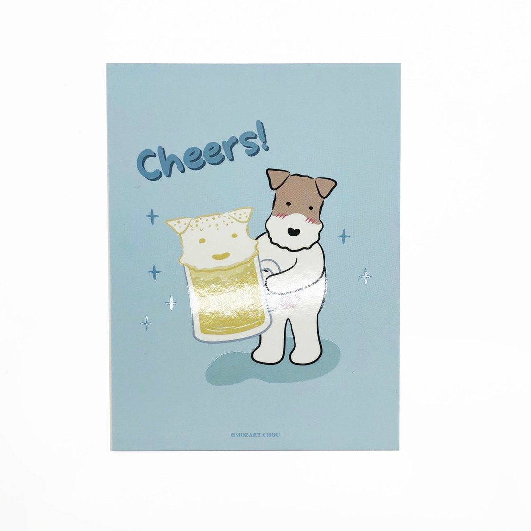 Wirefoxterrier 刚毛猎狐明信片-Cheers - 卡片/明信片 - 纸 蓝色