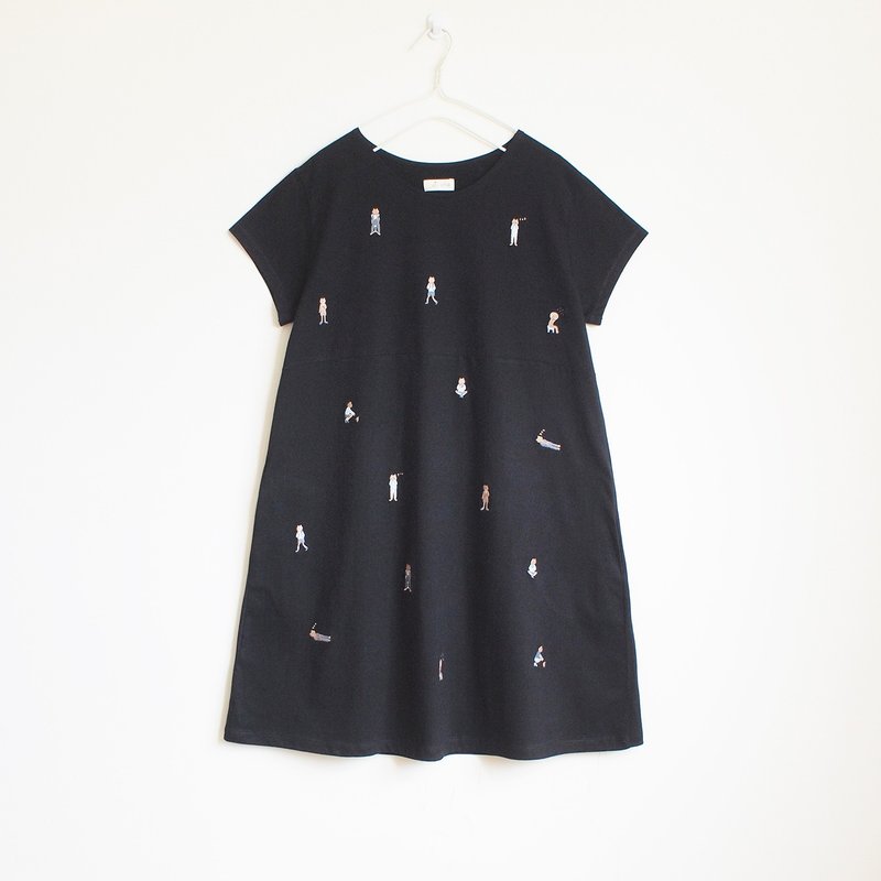 cat boy dress : black - 洋装/连衣裙 - 棉．麻 黑色