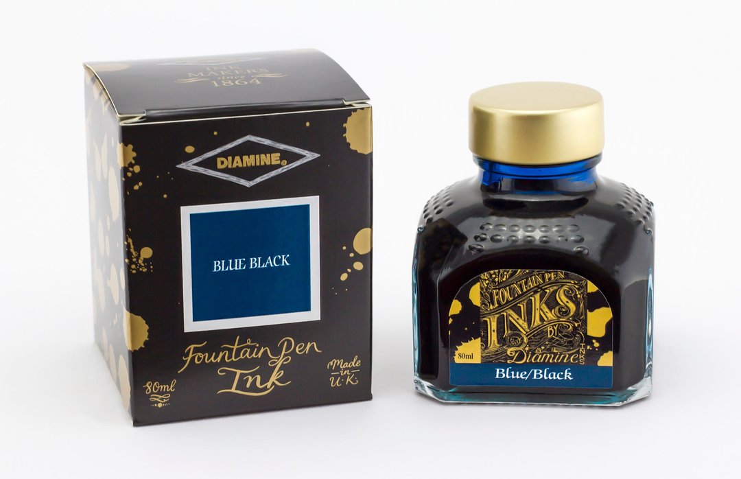 Diamine 蓝黑色钢笔墨水 - 墨水 - 玻璃 蓝色