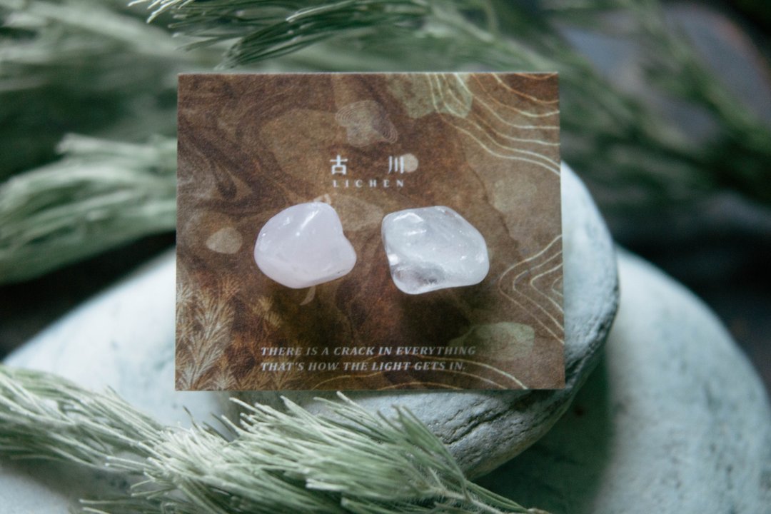 CRACK | 矿物系耳环 |  EARRINGS - 耳环/耳夹 - 玉石 粉红色