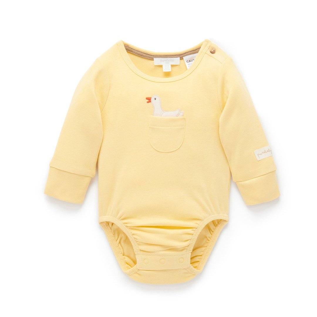 澳洲Purebaby有机棉婴儿包屁衣/新生儿 连身衣 黄色小鸭 - 包屁衣/连体衣 - 棉 