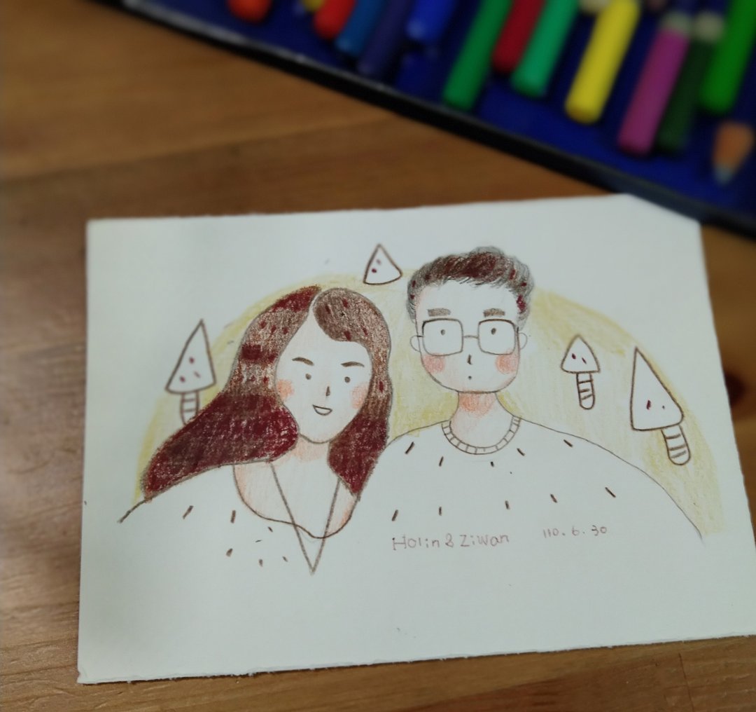 人物 定制化 色铅笔 似颜绘 插画风 送礼 - 卡片/明信片 - 纸 
