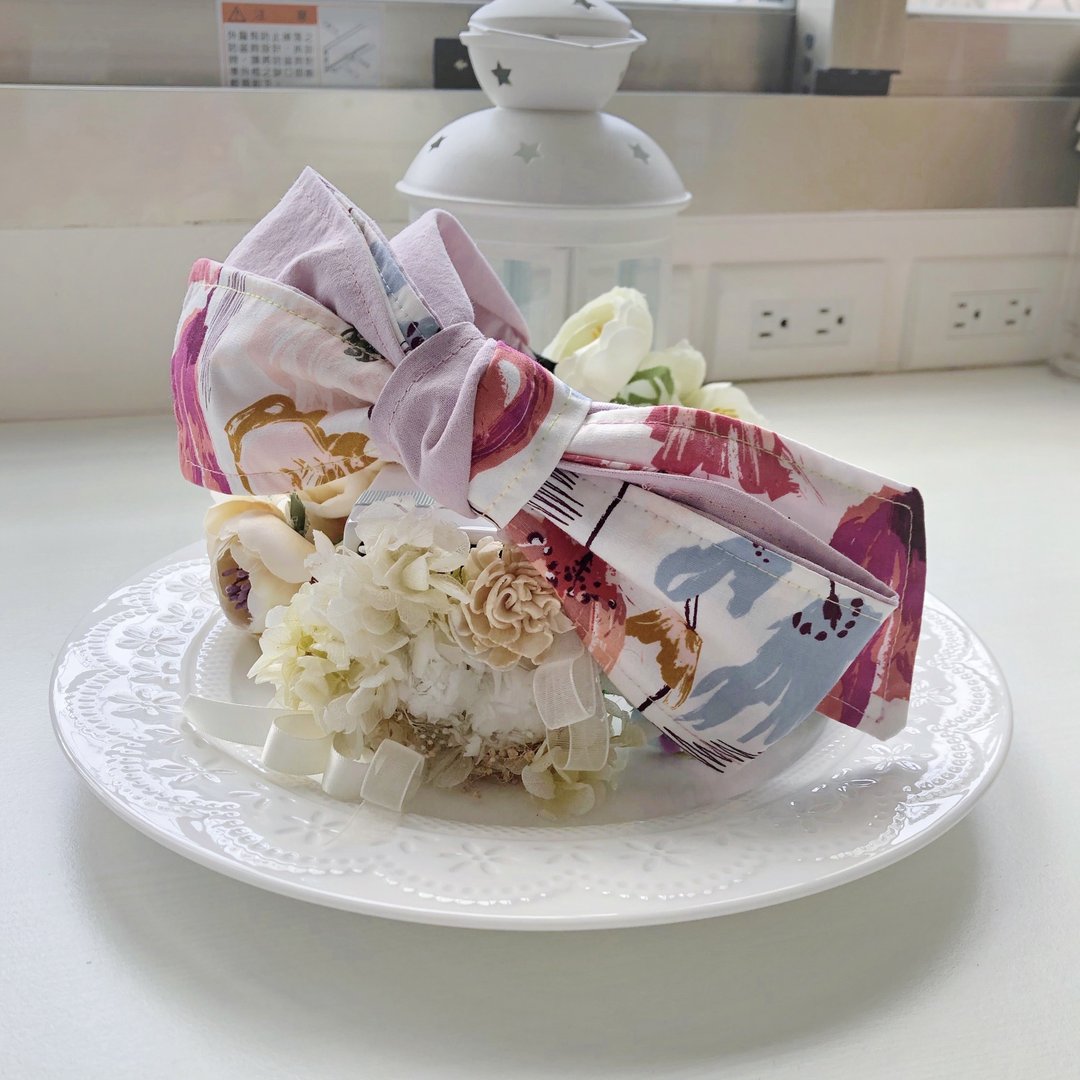 大款棉麻蝴蝶结发箍发饰-卡其色 - 发饰 - 其他材质 粉红色