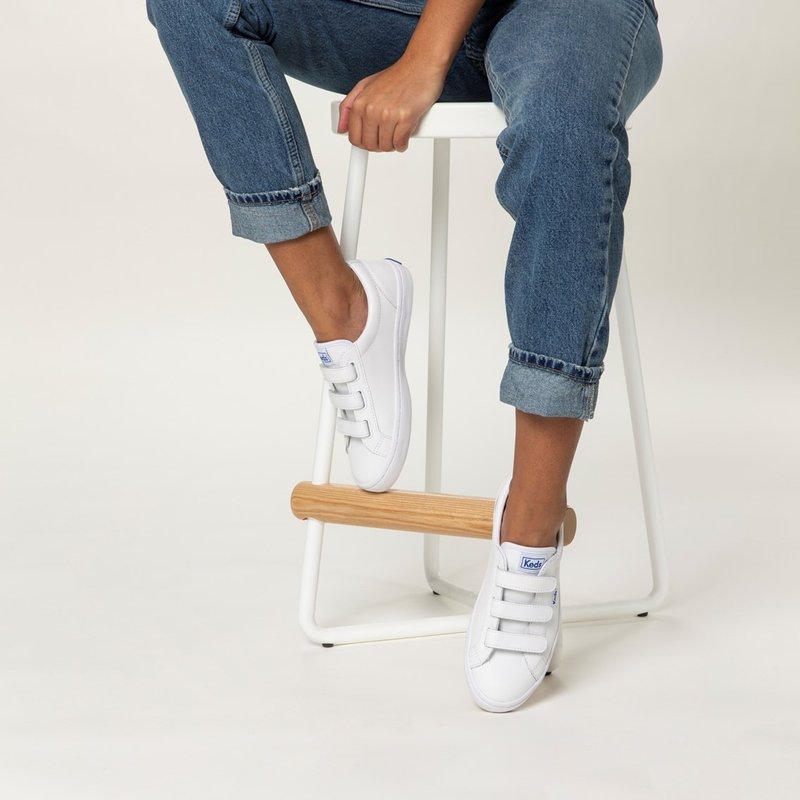 Keds TIEBREAK 时尚皮革魔鬼毡休闲小白鞋9191W132211 - 女款休闲鞋 - 真皮 