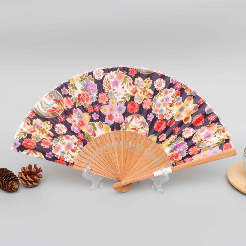 京都NISHIKI flower系列扇子-深紫色 - 扇子 - 棉．麻 
