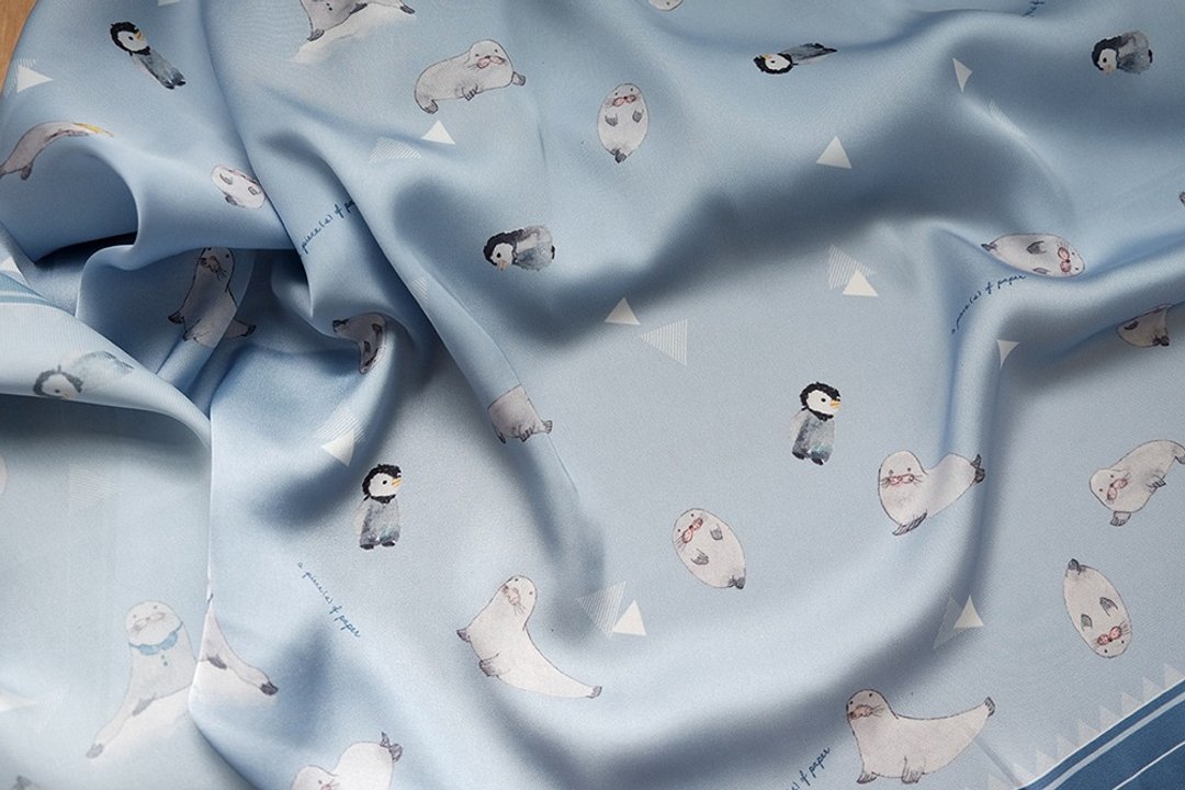 SCARF : SEAL COLONY - 丝巾 - 聚酯纤维 蓝色