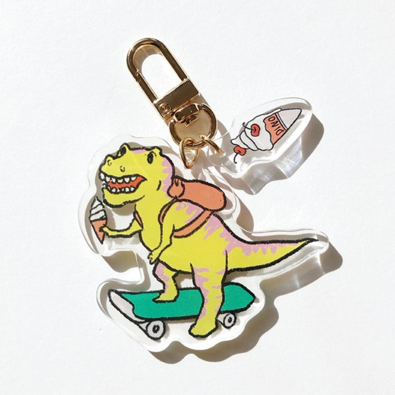 可爱吊饰-暴龙妹妹吃冰淇淋 - 钥匙链/钥匙包 - 塑料 多色