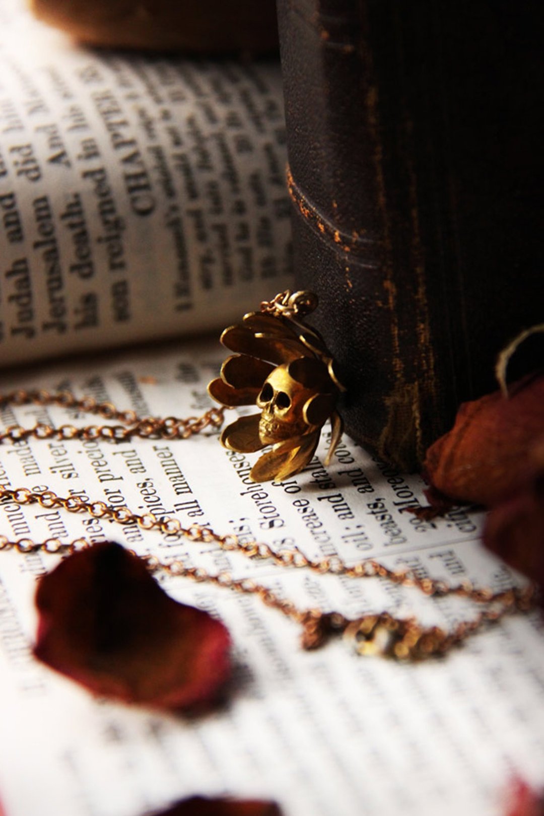 Skull Flower Charm Necklace no.4 By DEFY JEWELRY - 项链 - 其他金属 金色