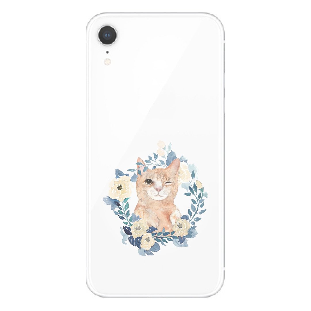 花圈猫咪 - 手机壳 | TPU Phone case 防摔 空压壳 | 可加字设计 - 手机壳/手机套 - 橡胶 透明