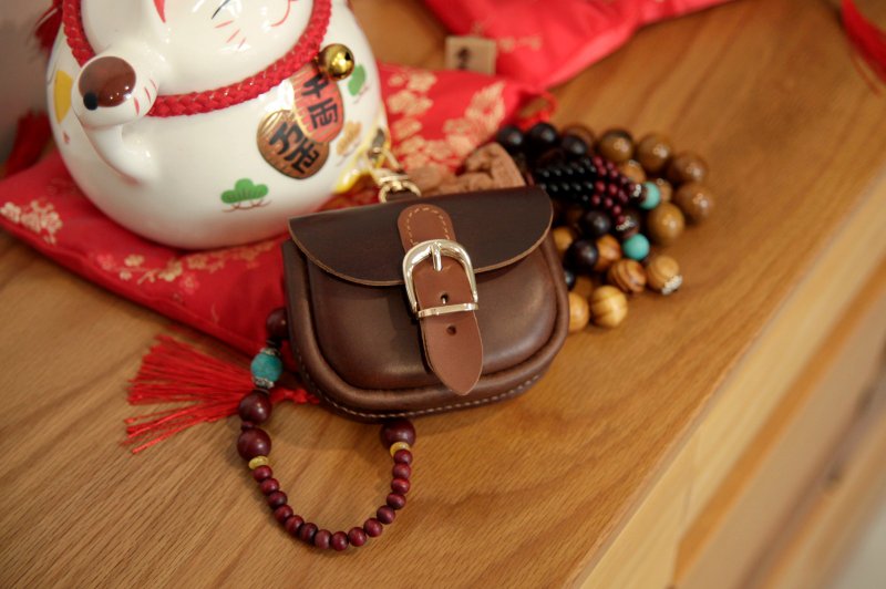 皮革diy手作材料包/完成品 文玩手串收纳包 马鞍包 定制刻字 - 皮件 - 真皮 