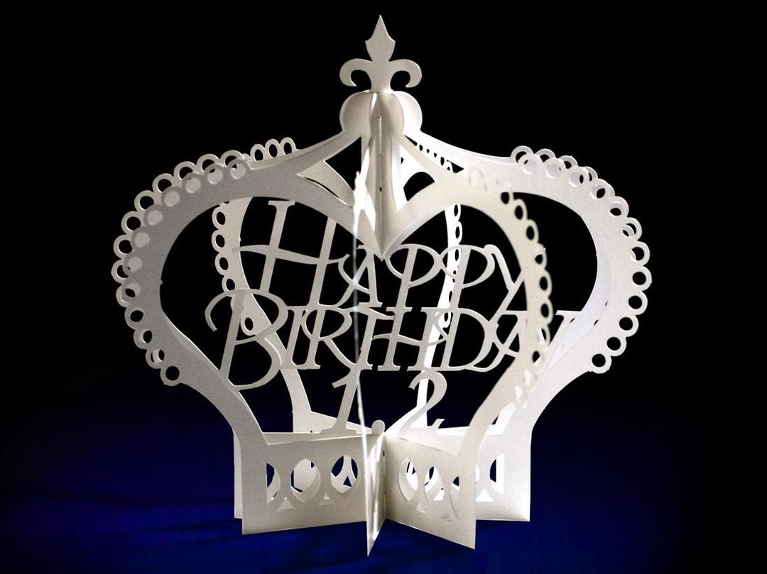 semi customised  365Days Birthday Card -Paper Crown- - 卡片/明信片 - 纸 白色
