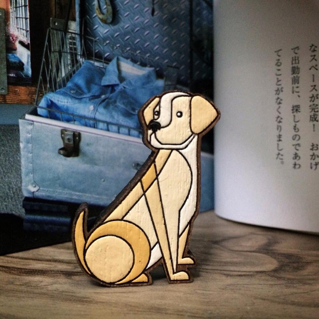 Wooden brooch labrador retriever - 胸针 - 木头 咖啡色