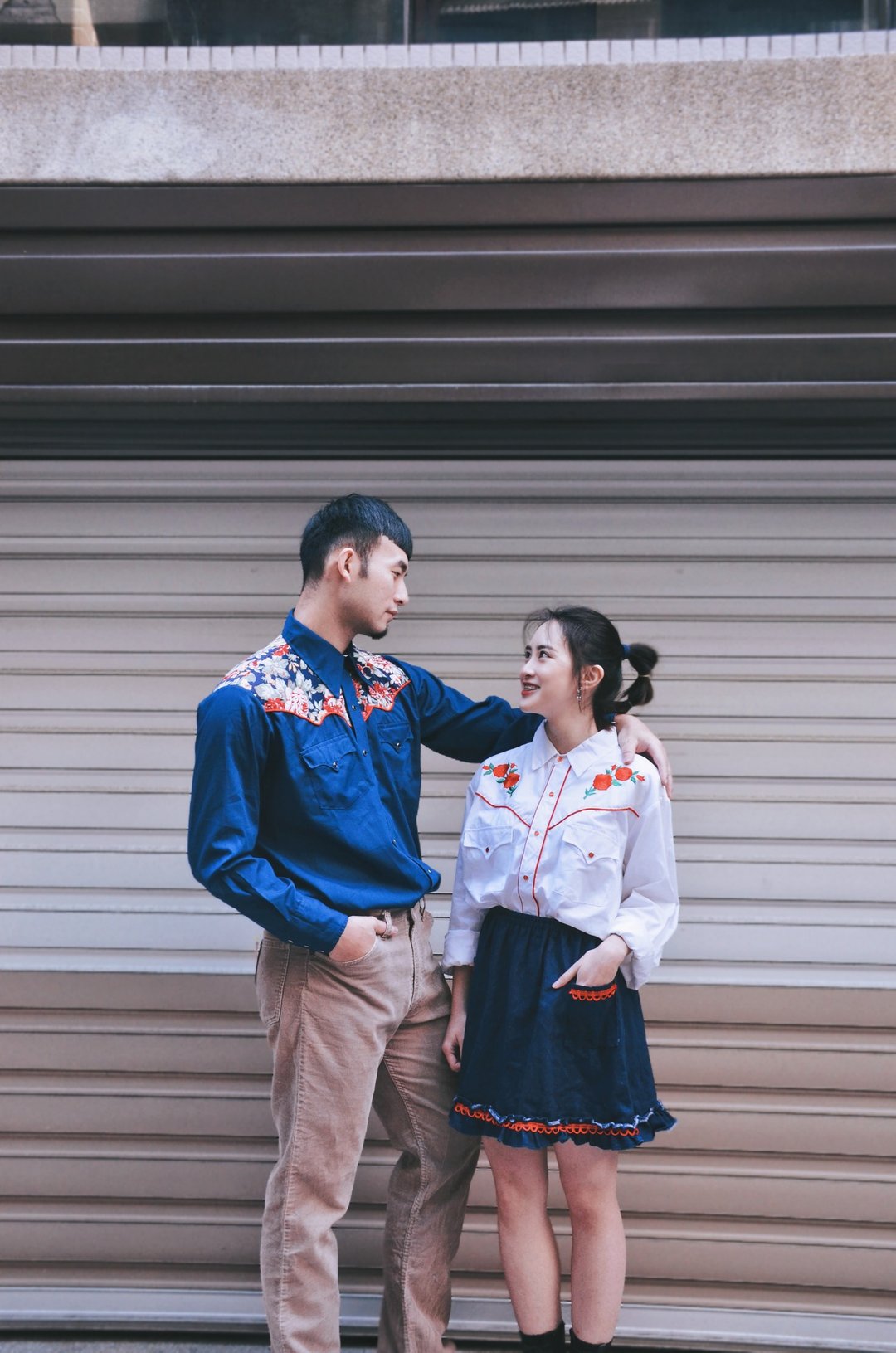 • 爱头牌 •Vintage Western Shirt 古着西部衬衫 - 男装衬衫 - 棉 蓝色