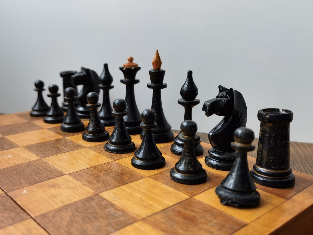 1950 年代复古木制国际象棋套装苏联棋盘 29x29 厘米苏联国际象棋 - 桌游/玩具 - 木头 