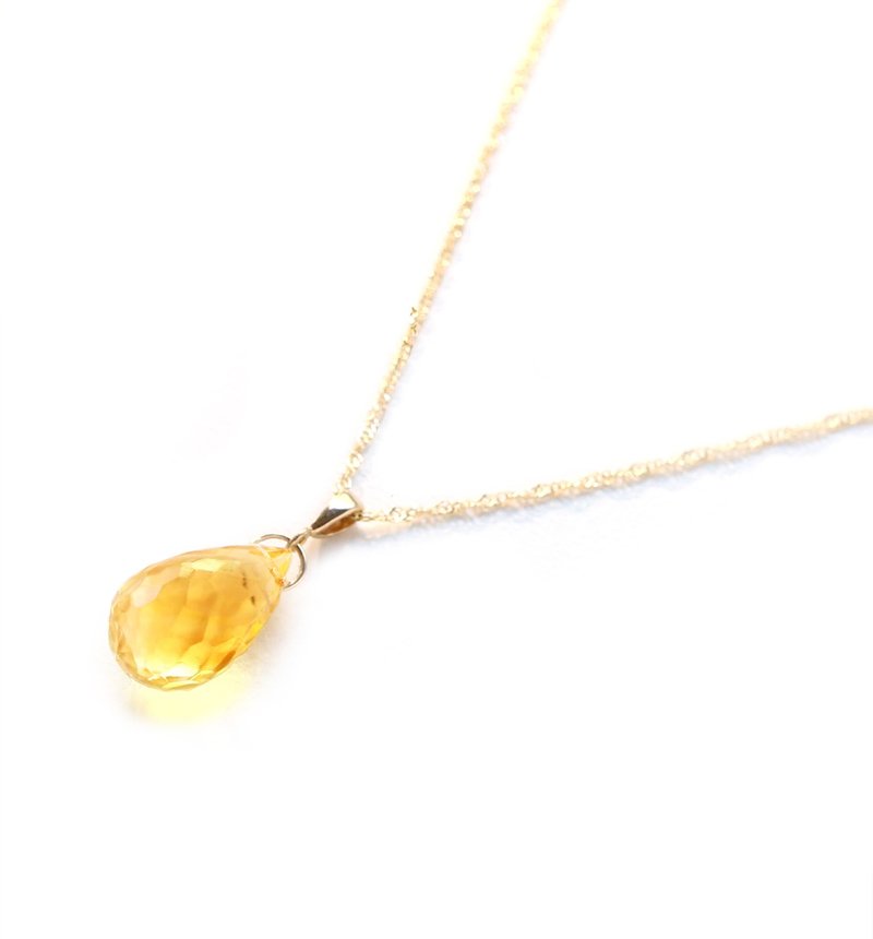 十一月诞生石 K10 黄水晶 (水滴形切割) 项链坠饰 ~BOURGEON~ (可选择加购链绳组合) - 项链 - 宝石 黄色