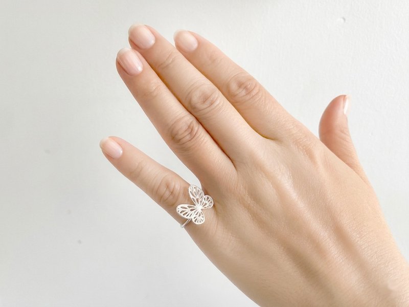 白蝶戒指 - 戒指 - 纯银 银色